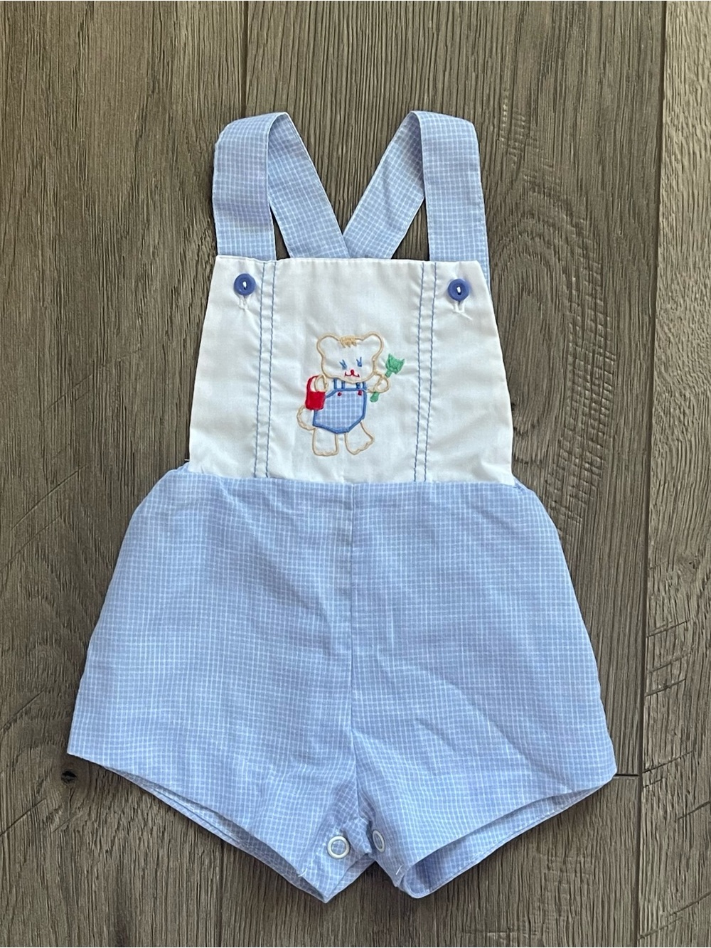 Vintage Baby Togs Beach Bear Embroidered 0-3m Jon Jon Romper